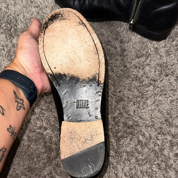 Frye Black Leather Ankle Boots - Picture 6 of 7